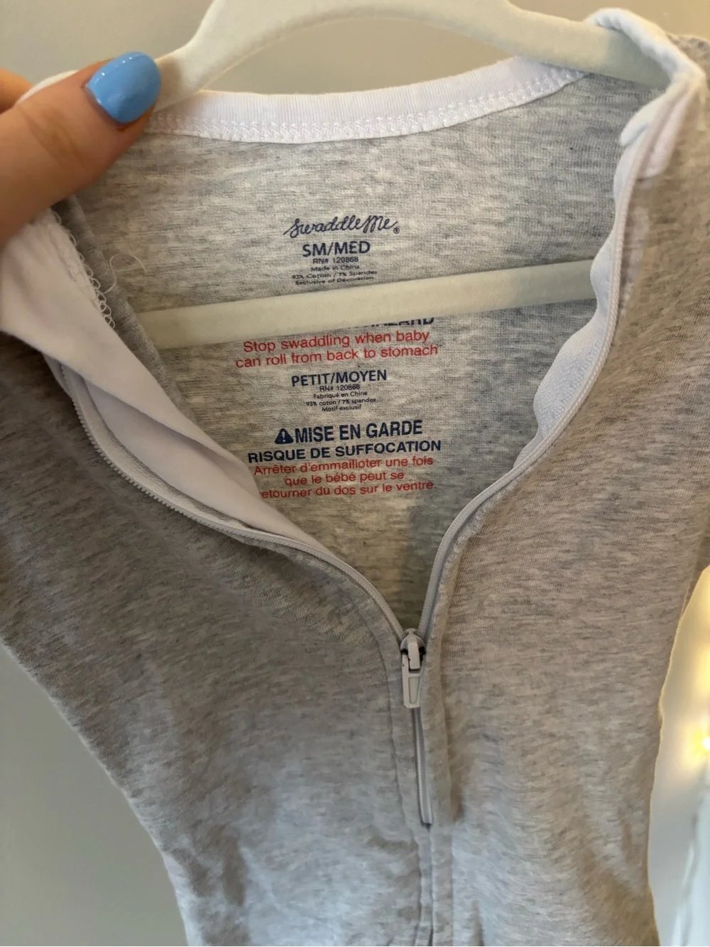 Swaddle Me Sleeveless Gray Zip-Front Baby Sleeper